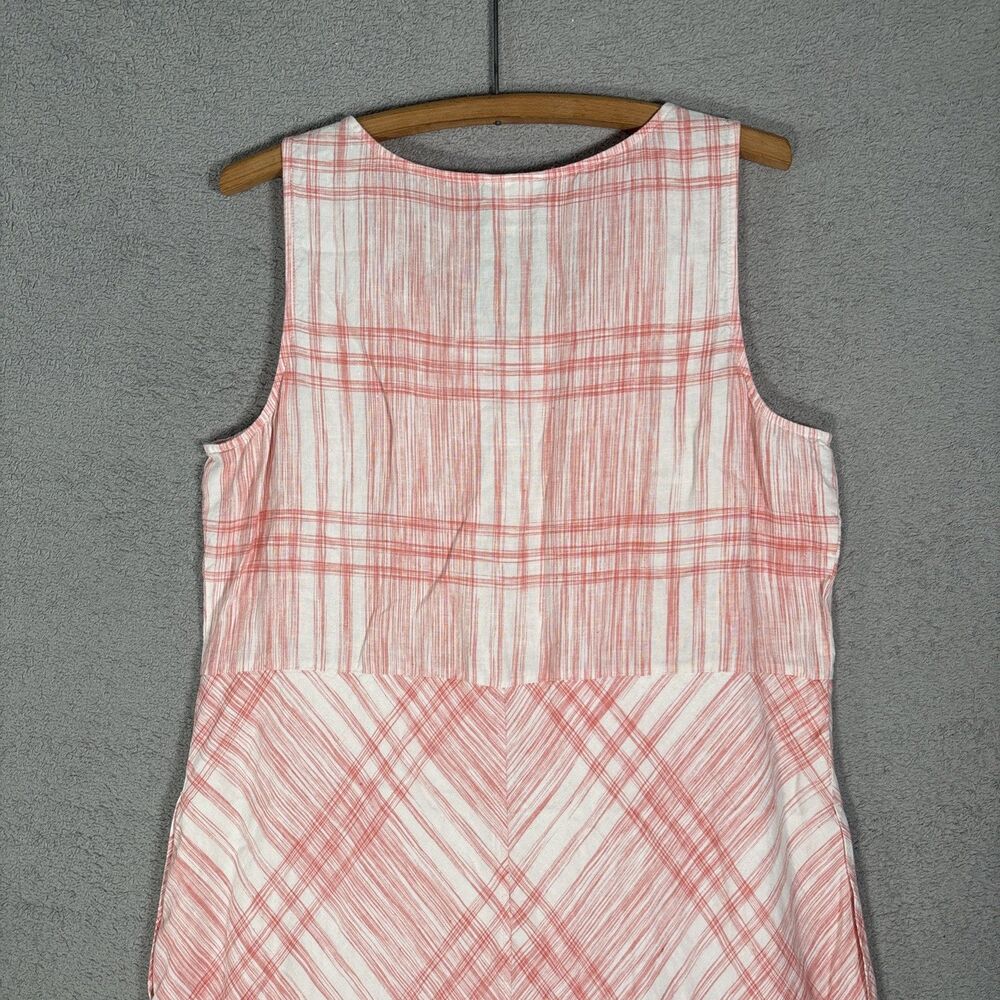 J Jill Love Linen Size L Tall Maxi Dress Linen Cotton Lined Natural Fibers Plaid - Picture 15 of 16